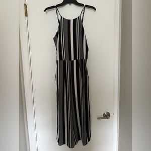 Black and white cropped wide leg jumpsuit